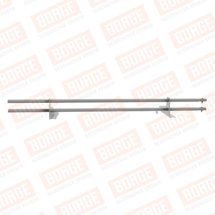 Снегозадержатель трубчатый BORGE 1,5м, 2 опоры, для черепичной кровли, бело-алюминиевый (RAL 9006)