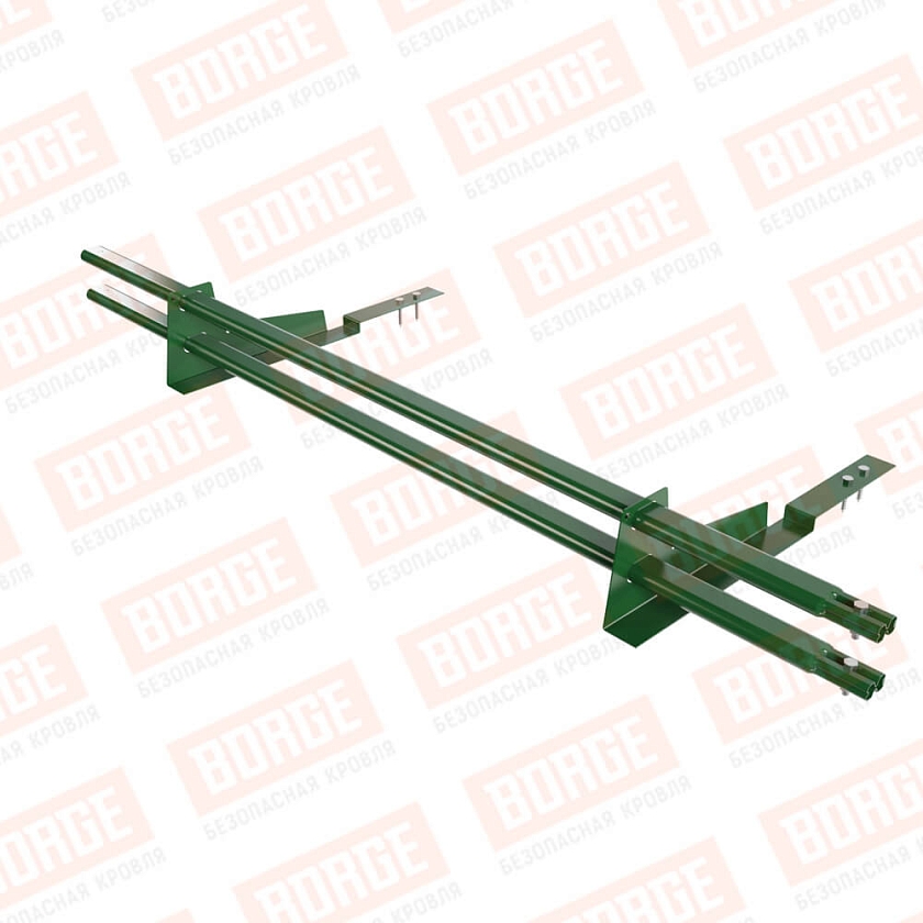 Снегозадержатель трубчатый BORGE 1,5м, 2 опоры, для композит. черепицы, лиственно-зеленый (RAL 6002)