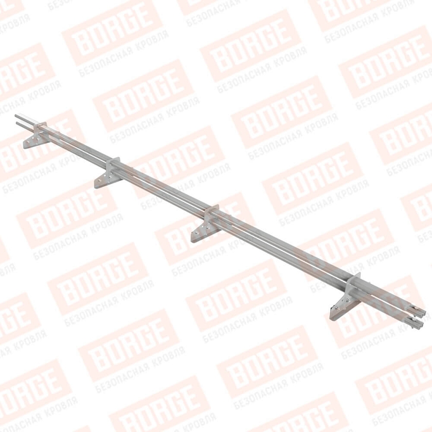 Снегозадержатель трубчатый BORGE 3м, 4 опоры, для фальцевой кровли, бело-алюминиевый (RAL 9006)