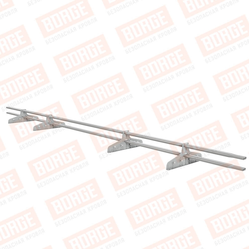 Снегозадержатель трубчатый Русский Рубеж 20х40мм, 3м, 4 опоры, для фальц. кровли, бело-алюминиевый (RAL 9006)