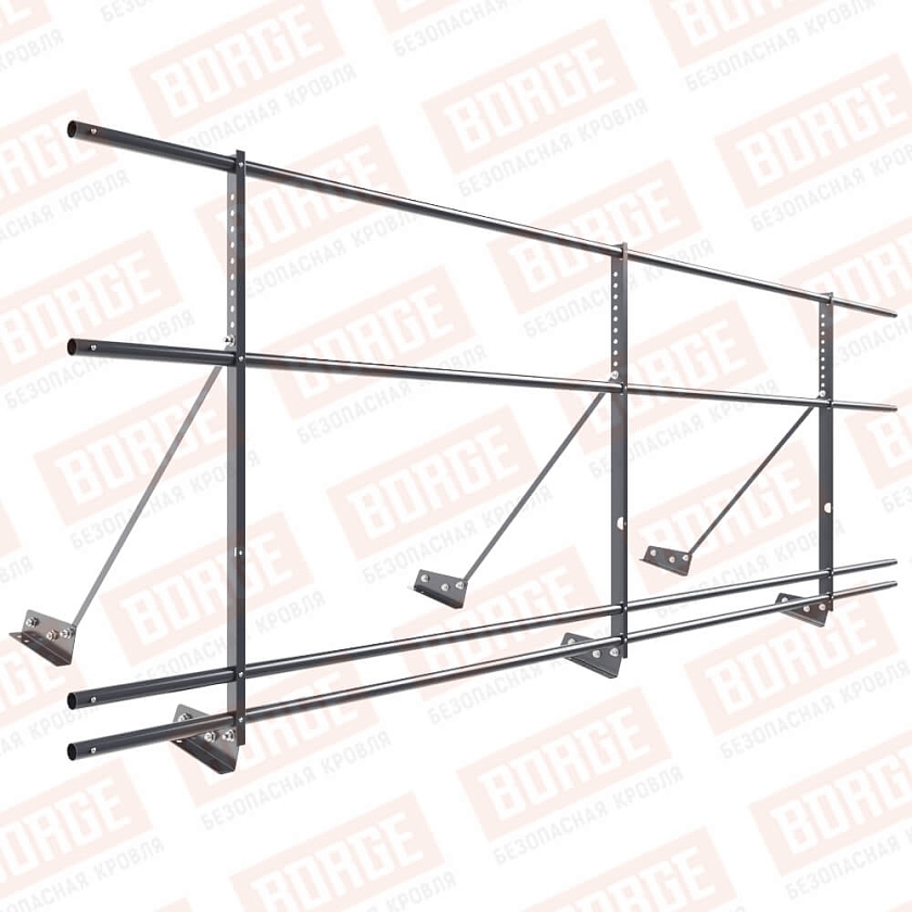 Ограждение декоративное NewLine H-90см, 3м, для фальц. кров., серый графит (RAL 7024), с двумя доп. трубами