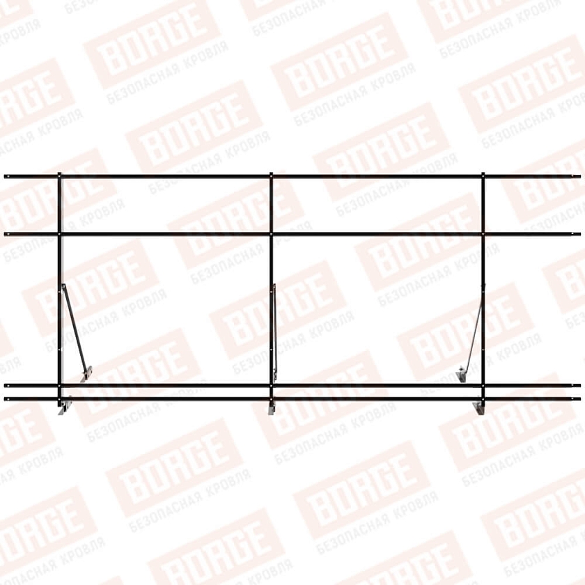 Ограждение декоративное NewLine H-120см, 3м, для фальц. кров., чёрный (RAL 9005), с двумя доп. трубами