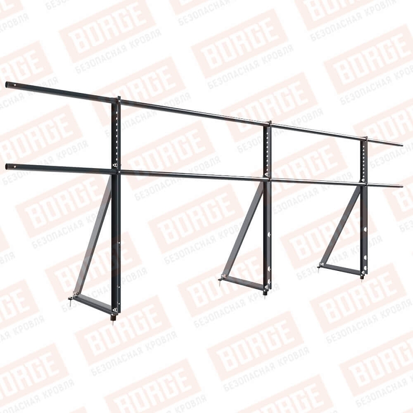 Ограждение кровельное Русский Рубеж H-90см, 3м, антрацитово-серый (RAL 7016)