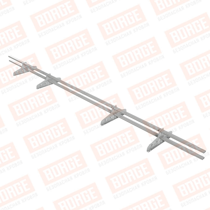 Снегозадержатель трубчатый Русский Рубеж 20х40мм, 3м, 4 опоры, для фальц. кровли, бело-алюминиевый (RAL 9006)