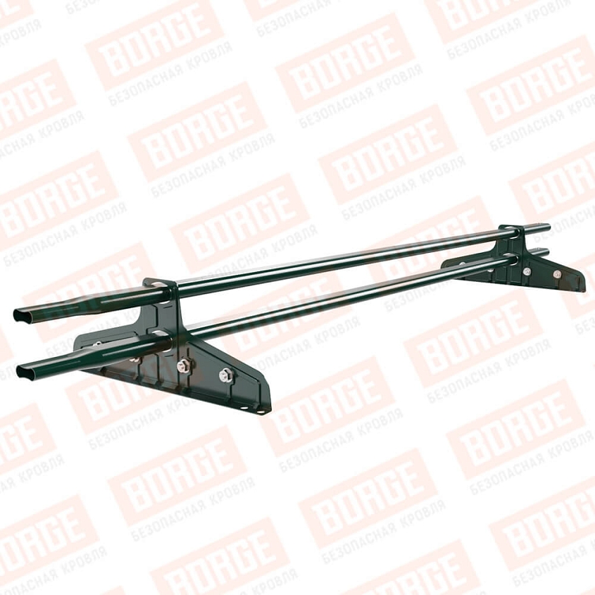 Снегозадержатель трубчатый Русский Рубеж 20х40мм, 1,5м, 2 опоры, для фальц. кровли, зеленый мох (RAL 6005)