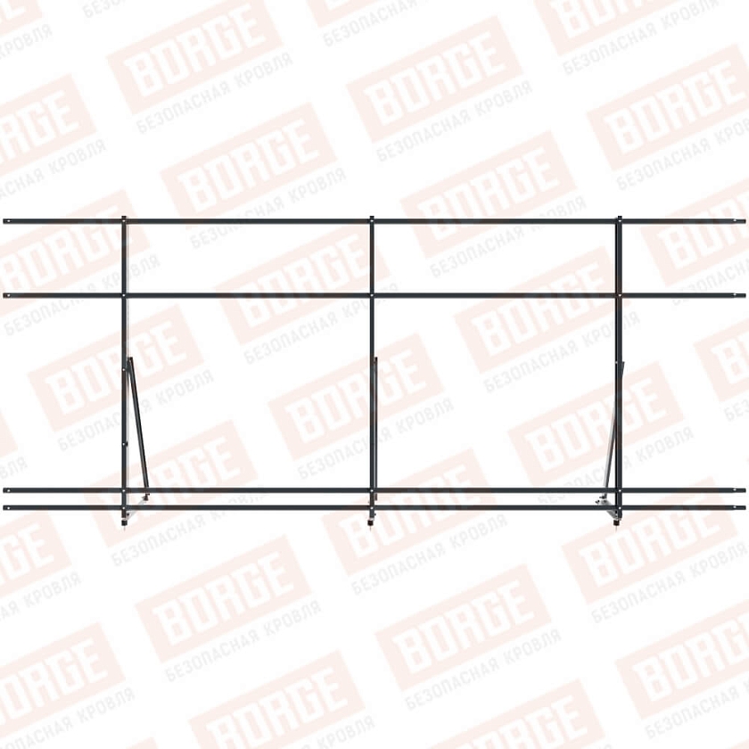 Ограждение кровельное Русский Рубеж H-120см, 3м, антрацитово-серый (RAL 7016), с двумя доп. трубами