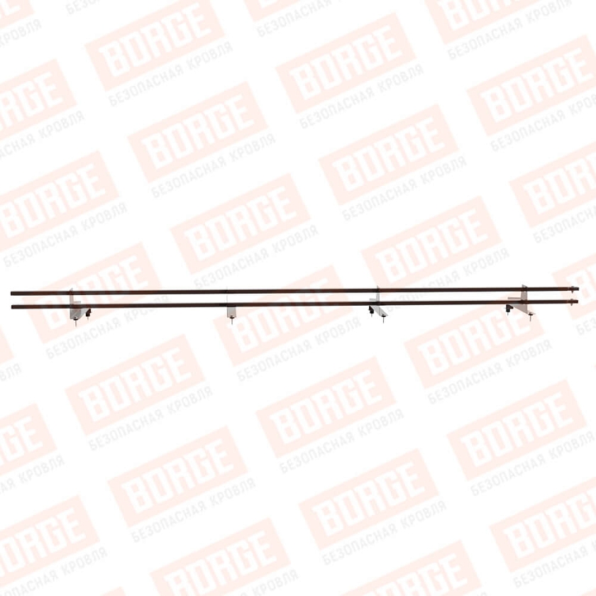 Снегозадержатель трубчатый BORGE 3м, 4 опоры, для МЧ с выс. ступен., окрашенный (NL-807), 350мм