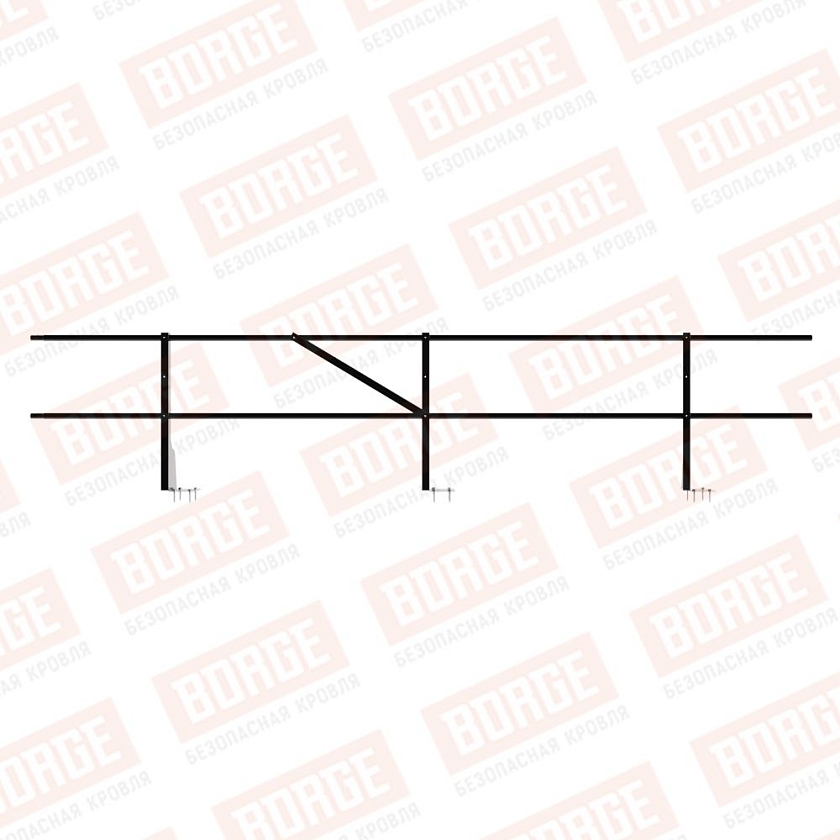 Ограждение плоских кровель NewLine Н-60, 3м, верхнее крепление, чёрный (RAL 9005)