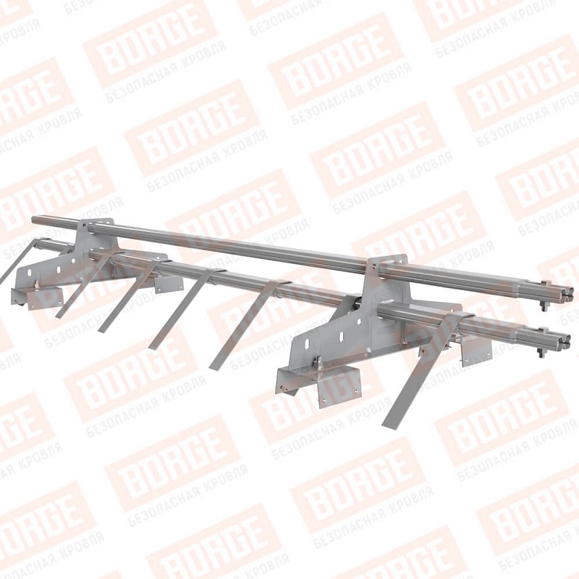 Снегозадержатель трубчатый BORGE 1,5м, 2 опоры, для профнастила Н-114, сигнально-серый (RAL 7004)