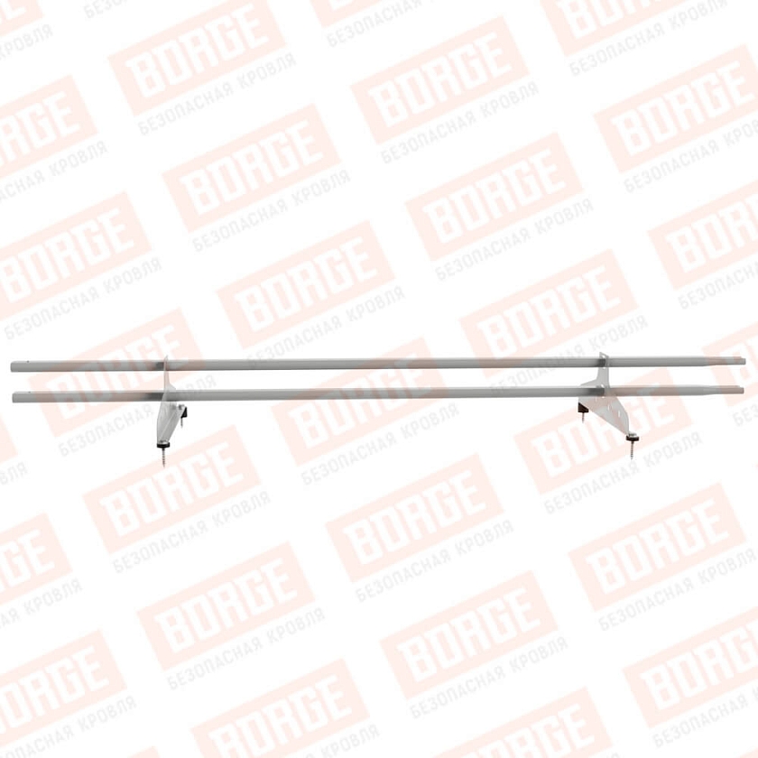 Снегозадержатель трубчатый NewLine 1,5м, 20x40мм, 2 опоры, бело-алюминиевый (RAL 9006)