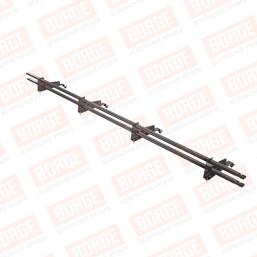 Снегозадержатель трубчатый BORGE 3м, 4 опоры, для МЧ с выс. ступен., серо-коричневый (RR 32), 350мм