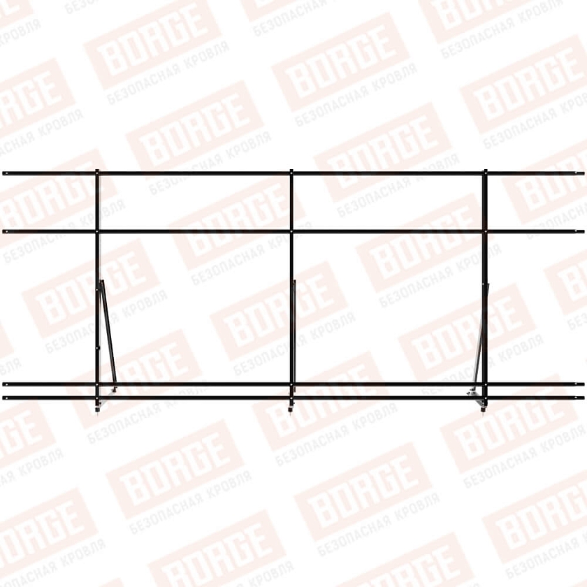 Ограждение кровельное Русский Рубеж H-120см, 3м, чёрный (RAL 9005), с двумя доп. трубами