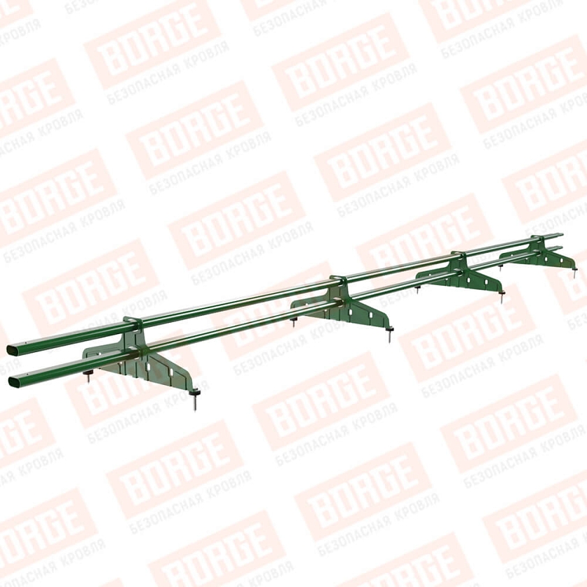 Снегозадержатель трубчатый Русский Рубеж 20х40мм, 3м, 4 опоры, лиственно-зеленый (RAL 6002)