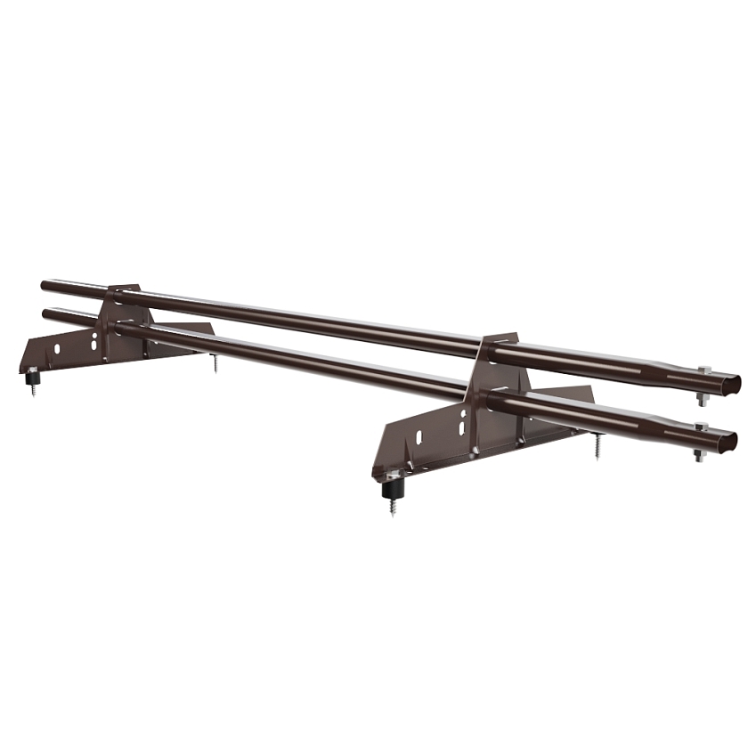 Снегозадержатель трубчатый Русский Рубеж 25х45мм, 1,5м, 2 опоры, коричневый шоколад (RAL 8017)