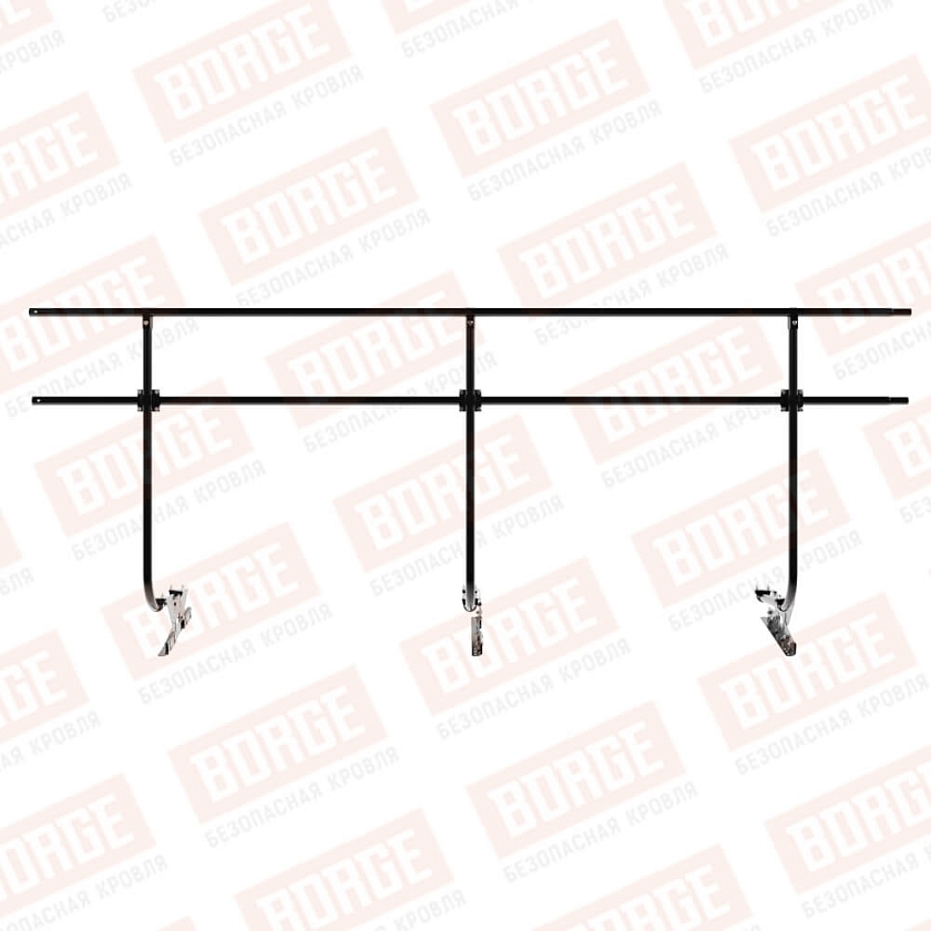 Ограждение кровельное BORGE H-120см, 3м, для фальцевой кровли, чёрный (RAL 9005 matt)