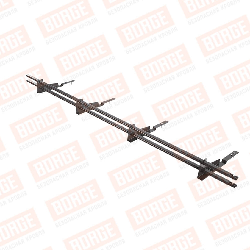Снегозадержатель трубчатый BORGE 3м, 4 опоры, для композитной черепицы, серо-коричневый (RAL 8019 matt)