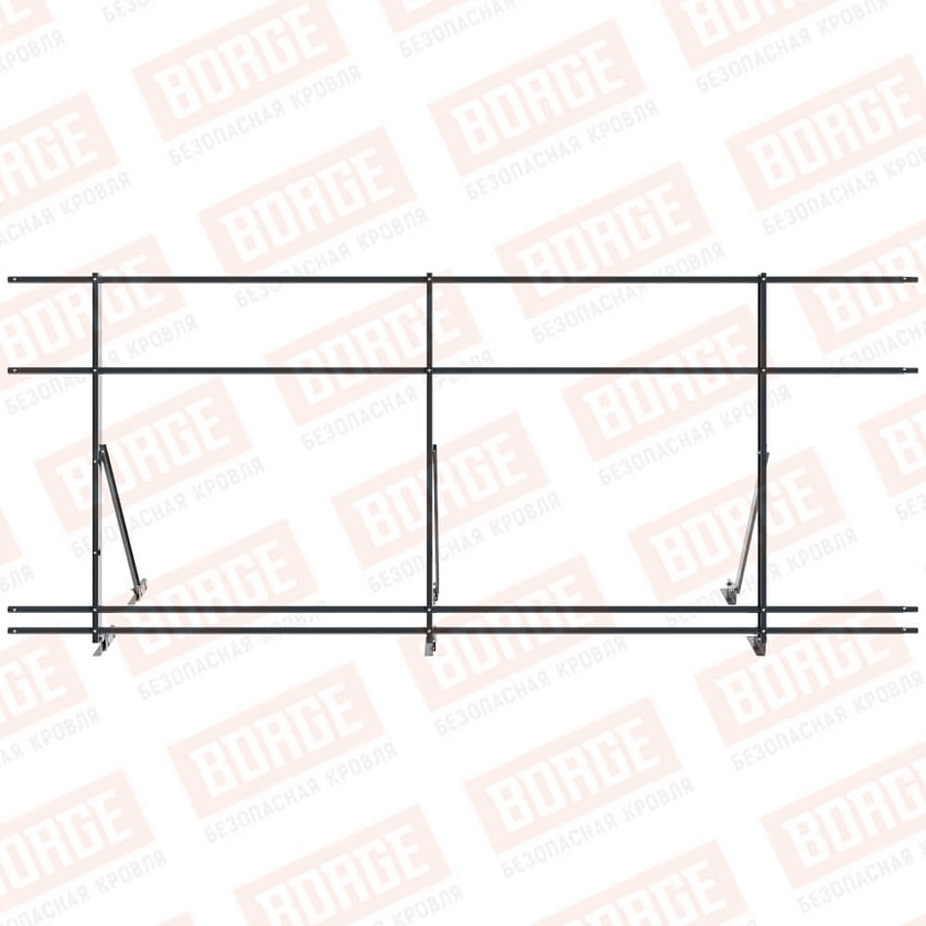 Ограждение кровельное Русский Рубеж H-120см, 3м, для фальцевой кровли, антрацитово-серый (RAL 7016), с двумя доп. трубами