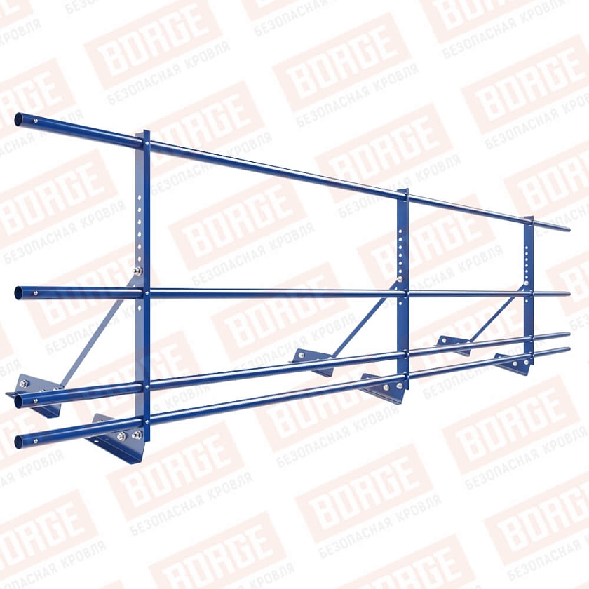 Ограждение декоративное NewLine H-60см, 3м, для фальц. кров., сигнально-синий (RAL 5005), с двумя доп. трубами