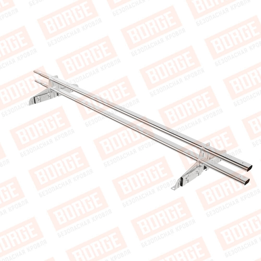 Снегозадержатель трубчатый Русский Рубеж 20х40мм, 1,5м, 2 опоры, для фальц. кровли, цинк