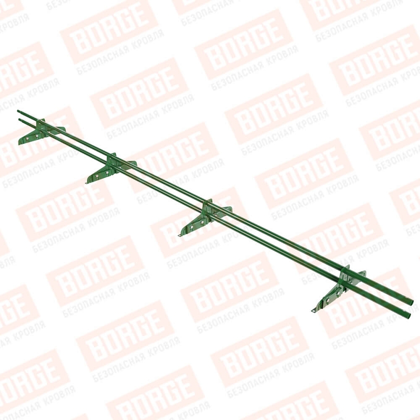 Снегозадержатель трубчатый Русский Рубеж D-25мм, 3м, 4 опоры, для фальц. кровли, лиственно-зеленый (RAL 6002)