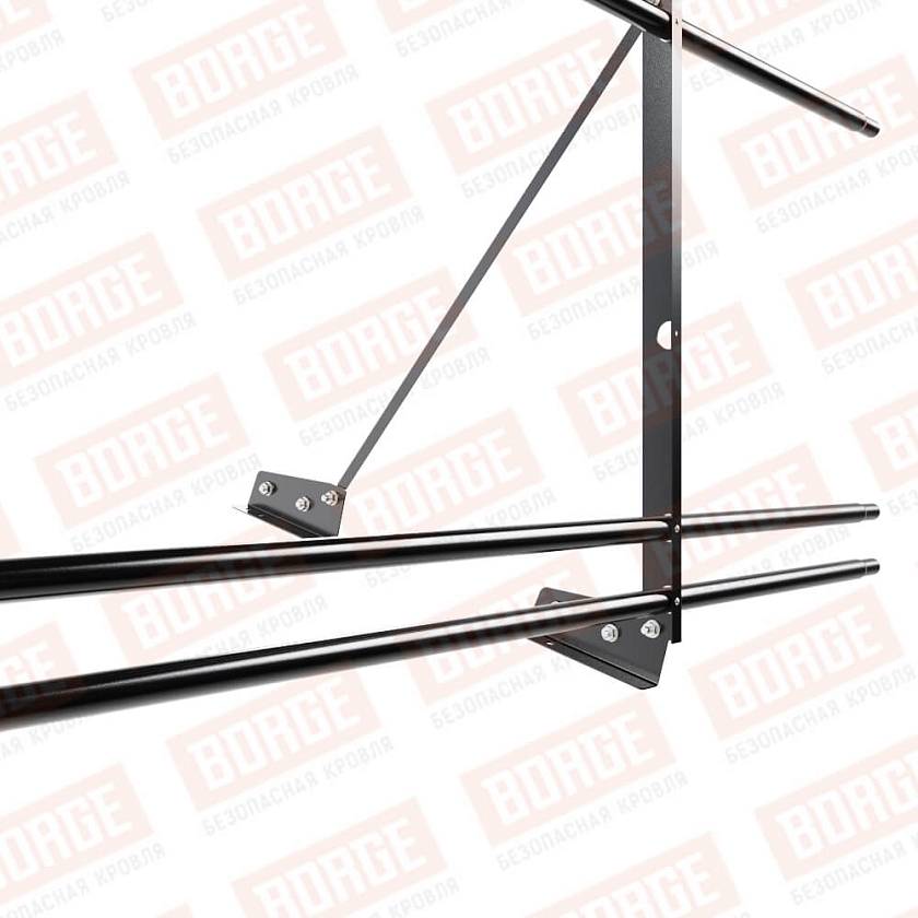 Ограждение декоративное NewLine H-90см, 3м, для фальц. кров., чёрный (RAL 9005), с двумя доп. трубами