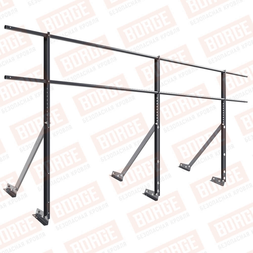 Ограждение кровельное Русский Рубеж H-120см, 3м, для фальцевой кровли, серый графит (RAL 7024)