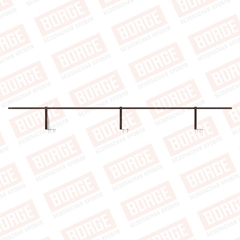 Ограждение плоских кровель Русский Рубеж Н-30, 3м, верхнее крепление, коричневый шоколад (RAL 8017)