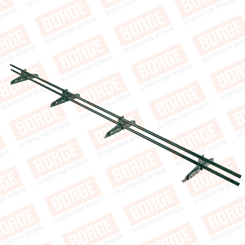 Снегозадержатель трубчатый Русский Рубеж D-25мм, 3м, 4 опоры, для фальц. кровли, зеленый мох (RAL 6005)