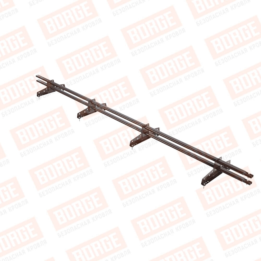 Снегозадержатель трубчатый BORGE 3м, 4 опоры, коричневый шоколад (RAL 8017 Matt)