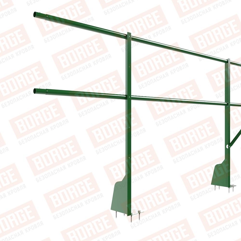 Ограждение плоских кровель Русский Рубеж Н-90, 3м, верхнее крепление, лиственно-зеленый (RAL 6002)