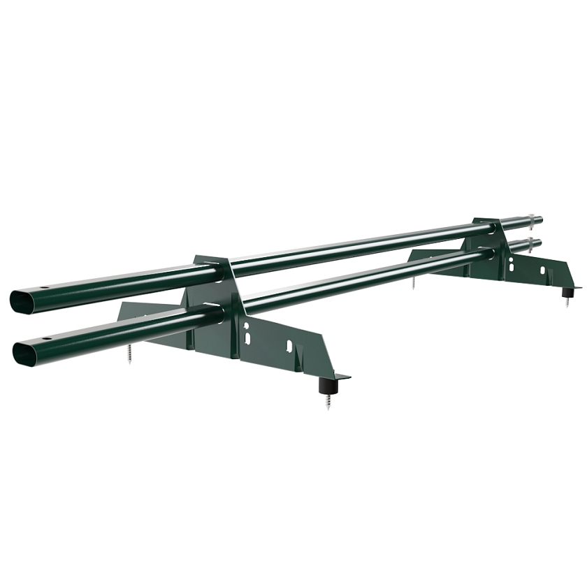 Снегозадержатель трубчатый Русский Рубеж 25х45мм, 1,5м, 2 опоры, зеленый мох (RAL 6005)