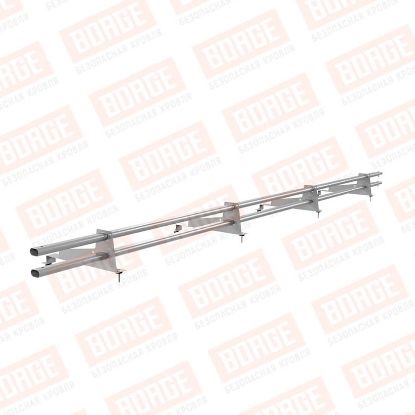 Снегозадержатель трубчатый Русский Рубеж 3м, 4 опоры, для МЧ с выс. ступенькой, сигнально-серый (RAL 7004), 400мм