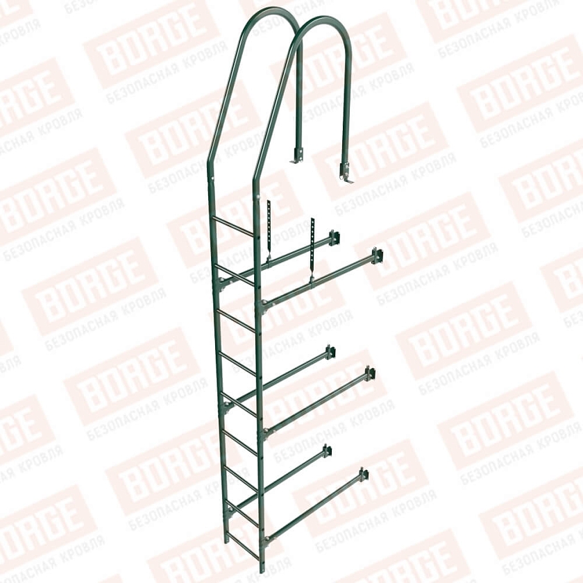 Комплект лестница фасадная BORGE (верхняя секция), 2,7м, зелёный мох (RAL 6005)