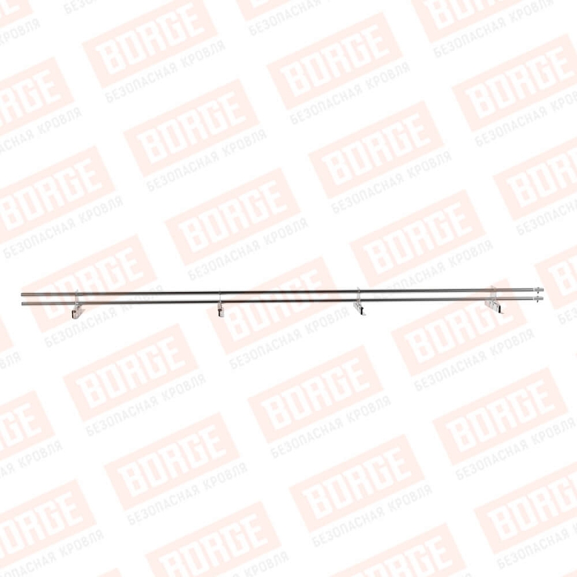 Снегозадержатель трубчатый BORGE 3м, 4 опоры, для фальцевой кровли, цинк