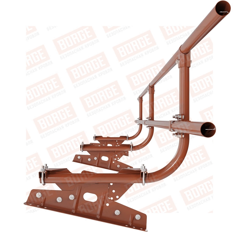 Ограждение кровельное BORGE H-60см, 3м, для фальцевой кровли, терракотовый (RAL 8004)