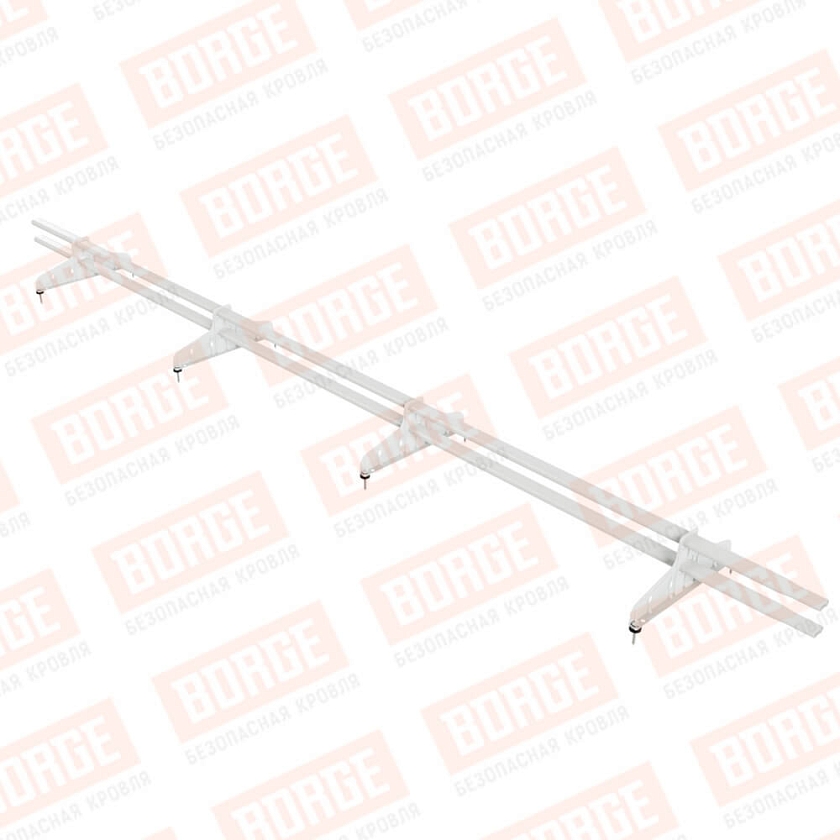 Снегозадержатель трубчатый Русский Рубеж 20х40мм, 3м, 4 опоры, сигнально-белый (RAL 9003)