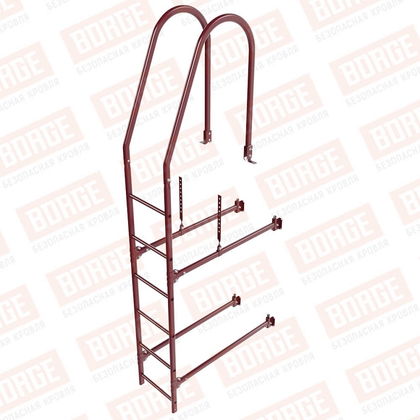 Комплект лестница фасадная BORGE (верхняя секция), 1,8м, красное вино (RAL 3005)