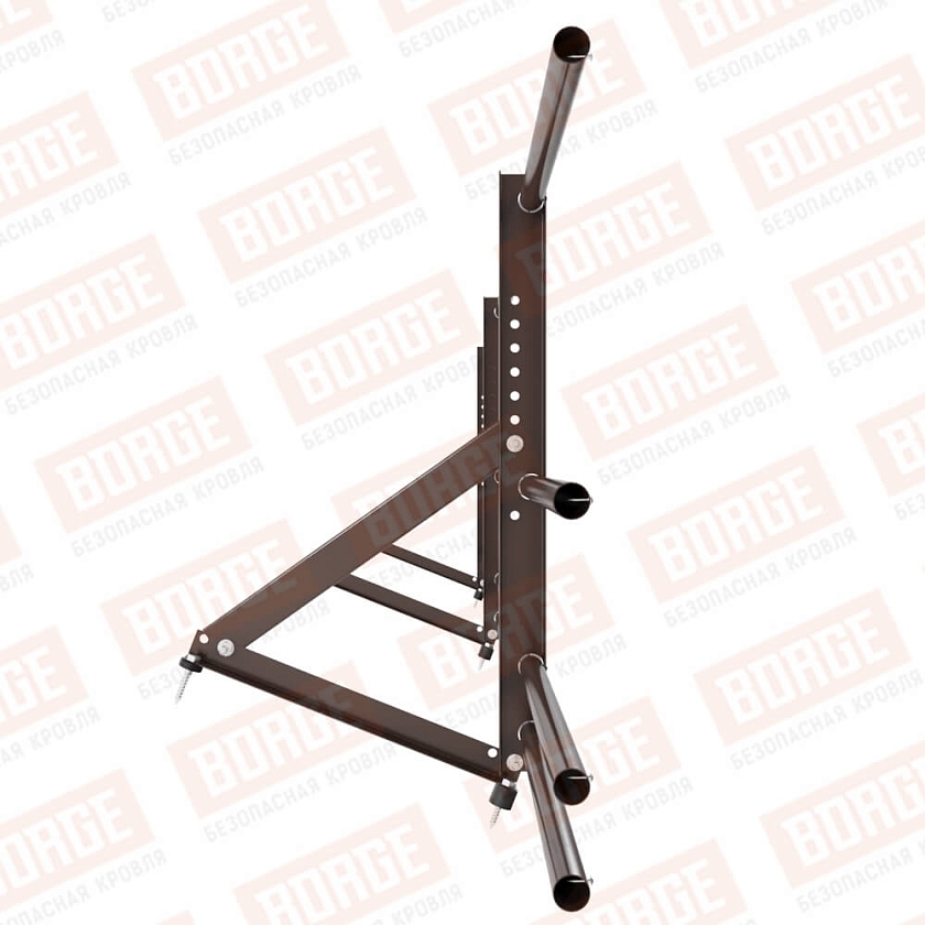 Ограждение кровельное Русский Рубеж H-60см, 3м, коричневый шоколад (RAL 8017), с двумя доп. трубами