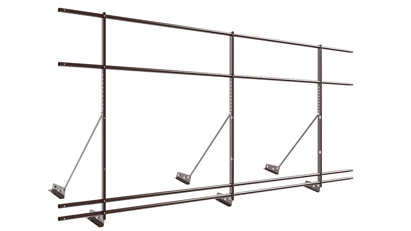 Ограждение кровельное NewLine H-120см, 3м, для фальц. кров., коричневый шоколад (RAL 8017), с двумя доп. трубами