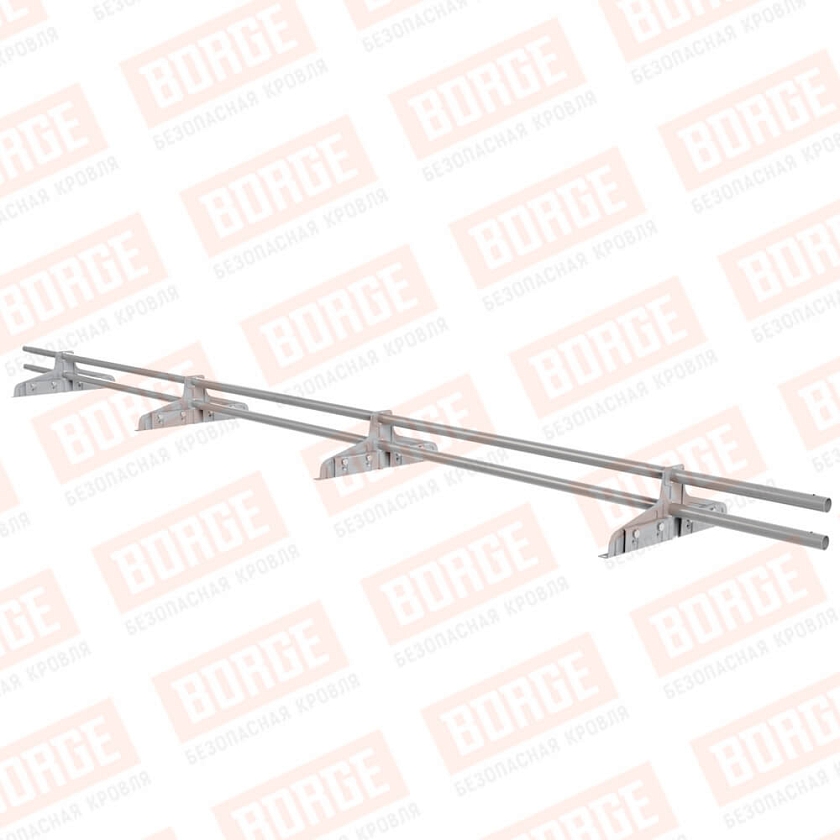 Снегозадержатель трубчатый Русский Рубеж D-25мм, 3м, 4 опоры, для фальц. кровли, сигнально-серый (RAL 7004)