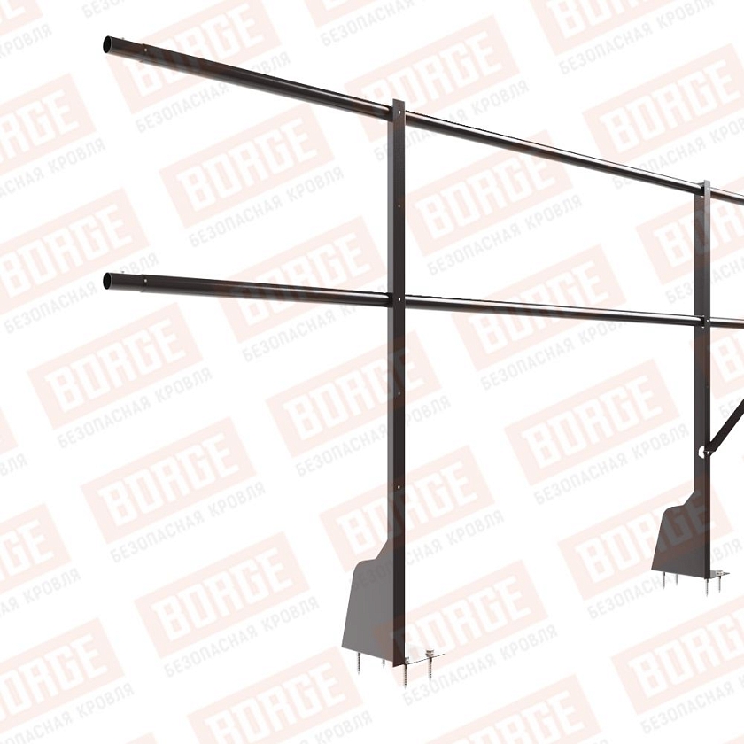 Ограждение плоских кровель Русский Рубеж Н-90, 3м, верхнее крепление, серо-коричневый (RAL 8019)