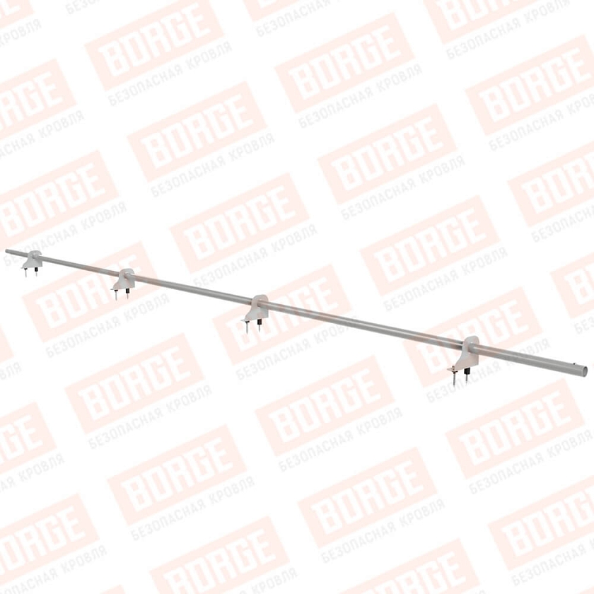 Снегозадержатель однотрубчатый NewLine 3м, D-25мм, 4 опоры, бело-алюминиевый (RAL 9006)