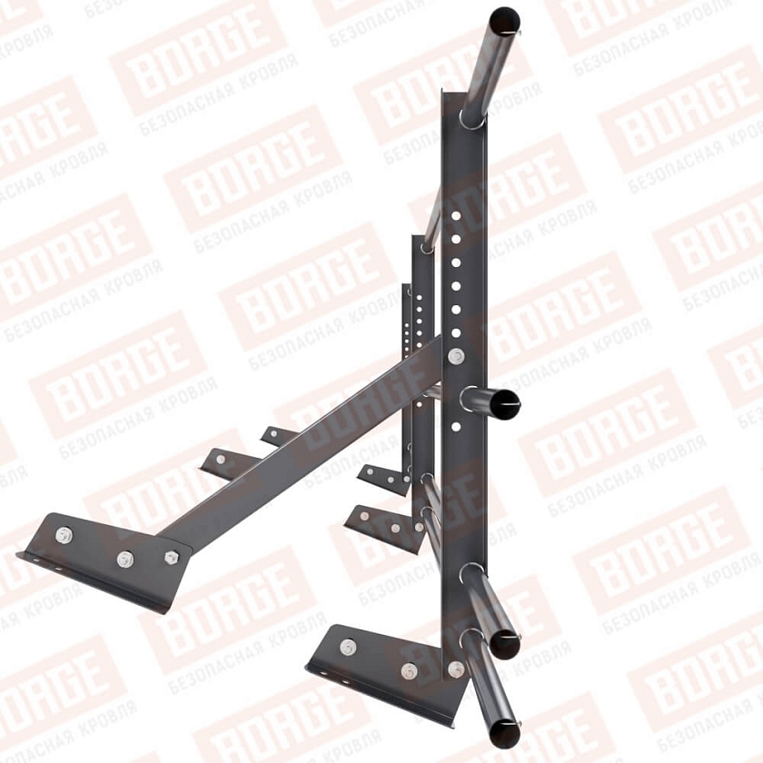 Ограждение кровельное Русский Рубеж H-60см, 3м, для фальцевой кровли, серый графит (RAL 7024), с двумя доп. трубами