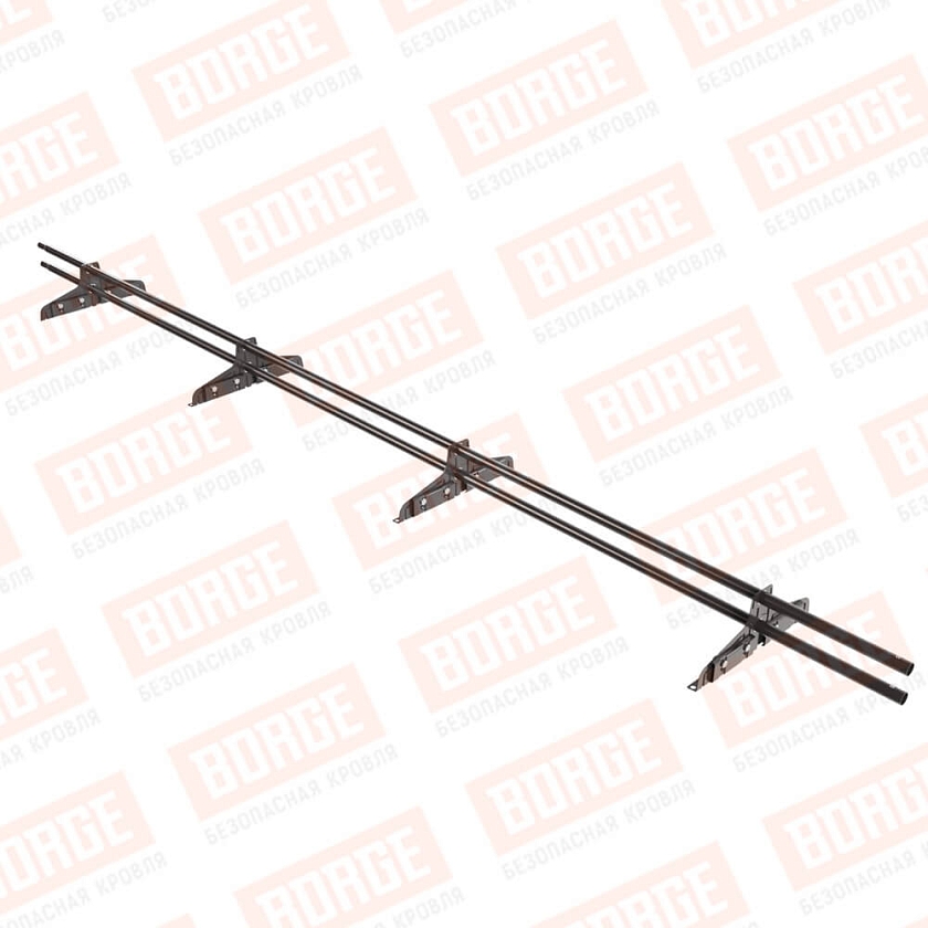 Снегозадержатель трубчатый Русский Рубеж D-25мм, 3м, 4 опоры, для фальц. кровли, окрашенный (NL-805)