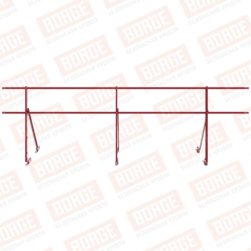 Ограждение кровельное Русский Рубеж H-90см, 3м, для фальцевой кровли, рубиново-красный (RAL 3003)