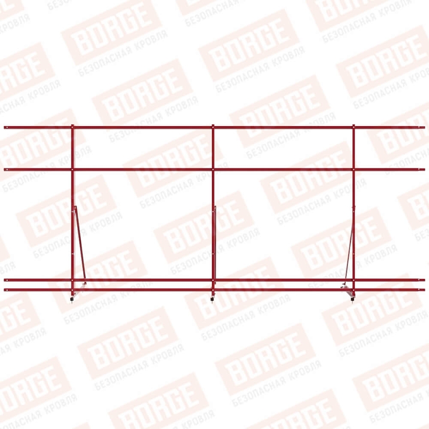 Ограждение декоративное NewLine H-120см, 3м, рубиново-красный (RAL 3003), с двумя доп. трубами