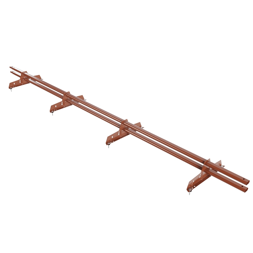 Снегозадержатель трубчатый Русский Рубеж 25х45мм, 3м, 4 опоры, терракотовый (RAL 8004)