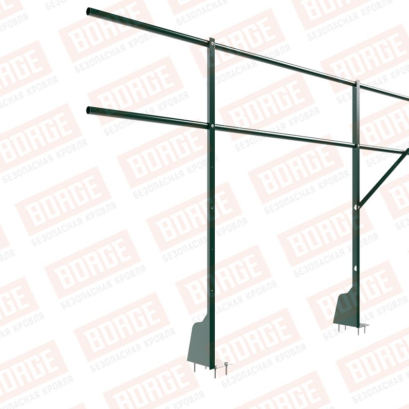 Ограждение плоских кровель NewLine Н-120, 3м, верхнее крепление, зеленый мох (RAL 6005)