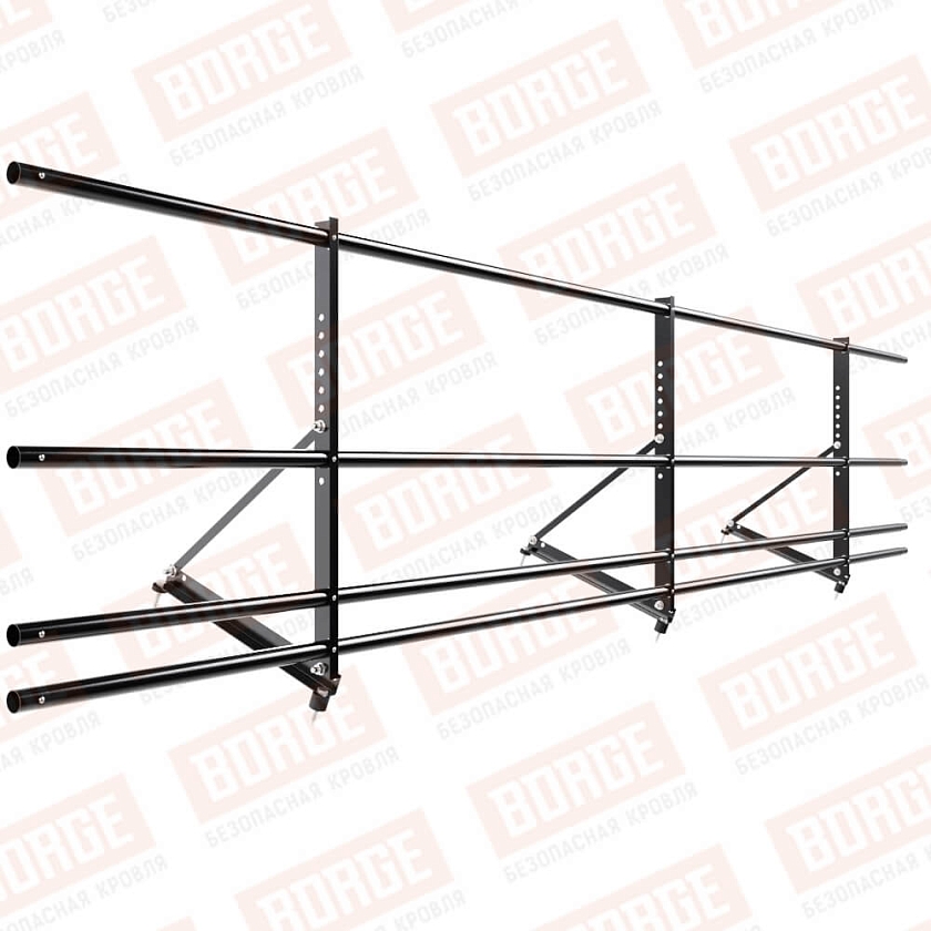 Ограждение декоративное NewLine H-60см, 3м, чёрный (RAL 9005), с двумя доп. трубами