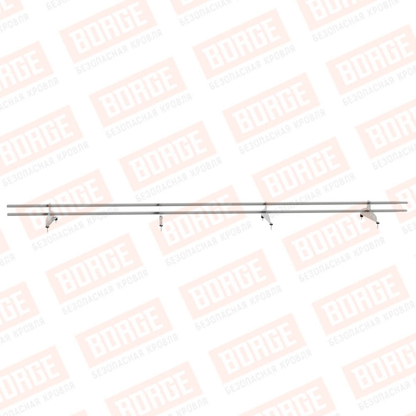 Снегозадержатель трубчатый NewLine 3м, 20х40мм, 4 опоры, бело-алюминиевый (RAL 9006)